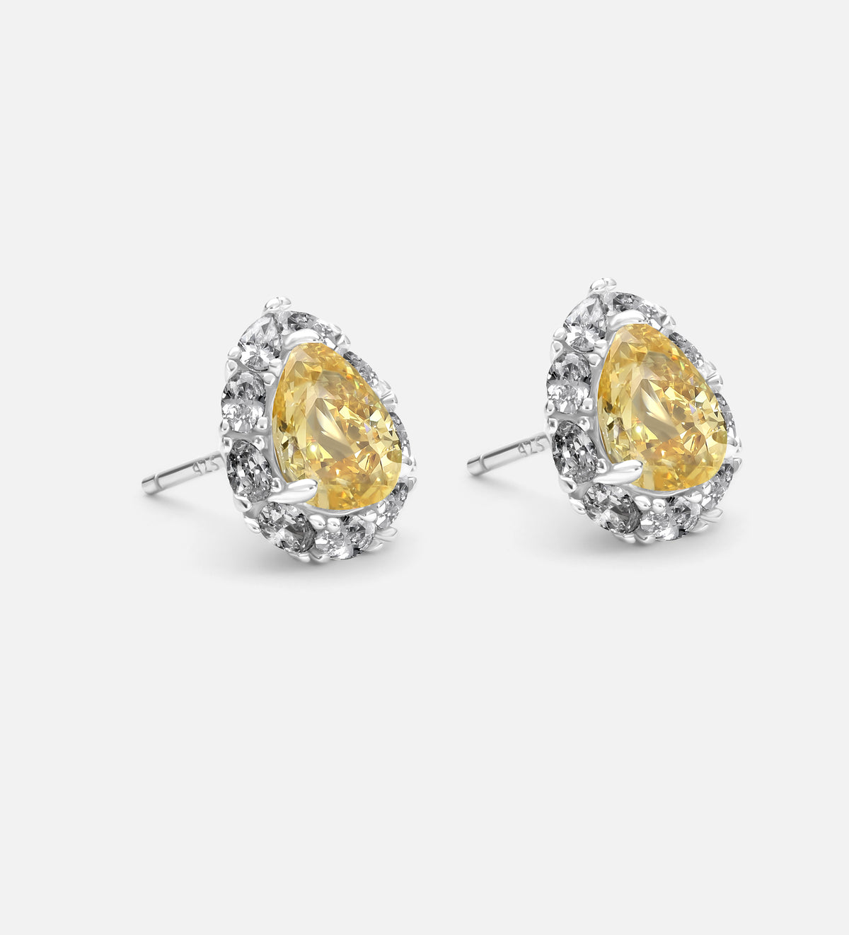 Canary Glow Studs in 925 Silver with High Quality Simulated White and Crafted Canary Diamonds - Ash & Harry