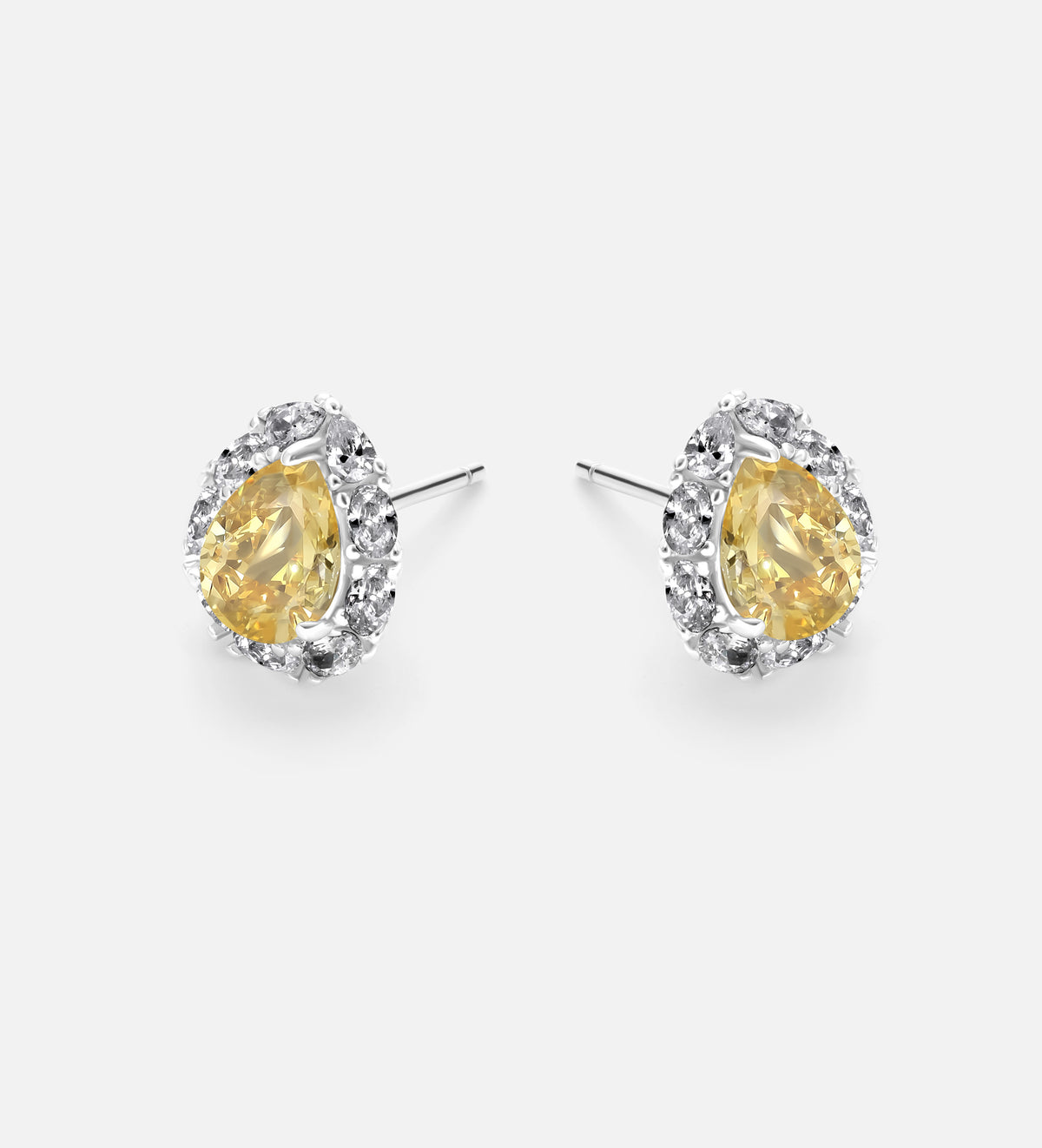 Canary Glow Studs in 925 Silver with High Quality Simulated White and Crafted Canary Diamonds - Ash & Harry