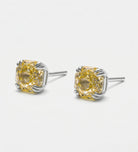 Canary Rose Glow Studs in 925 Silver with High Quality Simulated White and Crafted Canary Diamonds - Ash & Harry
