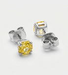 Canary Rose Glow Studs in 925 Silver with High Quality Simulated White and Crafted Canary Diamonds - Ash & Harry