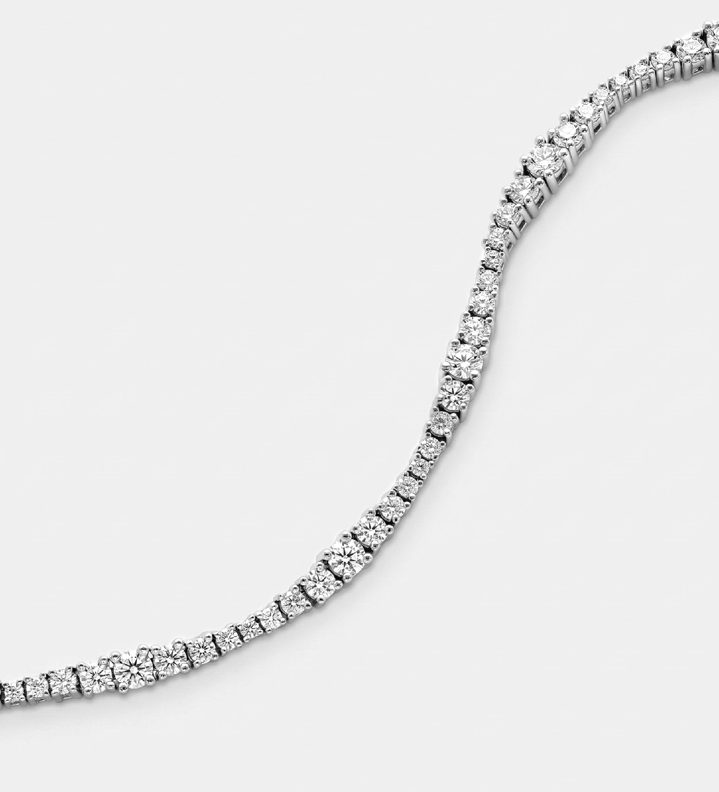 Cascade Wavy Tennis Bracelet in Rhodium Plating on 925 Silver - Ash & Harry
