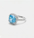 Celestial Blue Cushion Ring in 925 Silver High Quality Simulated Diamonds and Aquamarine Stone - Ash & Harry