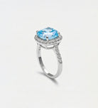 Celestial Blue Cushion Ring in 925 Silver High Quality Simulated Diamonds and Aquamarine Stone - Ash & Harry