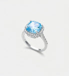 Celestial Blue Cushion Ring in 925 Silver High Quality Simulated Diamonds and Aquamarine Stone - Ash & Harry