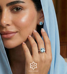 Celestial Blue Cushion Ring in 925 Silver High Quality Simulated Diamonds and Aquamarine Stone - Ash & Harry