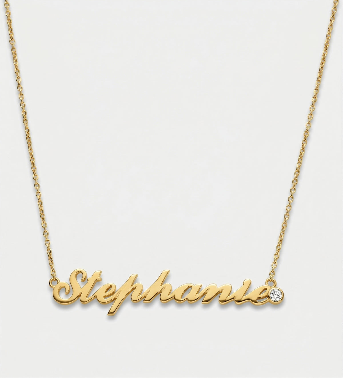 Classic Name Necklace With Lab Diamond in 18K Gold Plating on 925 Silver - Ash & Harry