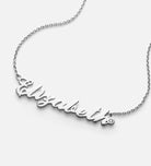 Classic Name Necklace With Lab Diamond in Rhodium Plating on 925 Silver - Ash & Harry