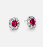 Classic Ruby Glow Studs in 925 Silver High Quality Simulated Diamonds and Crafted Ruby Stones - Ash & Harry