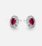 Classic Ruby Glow Studs in 925 Silver High Quality Simulated Diamonds and Crafted Ruby Stones - Ash & Harry