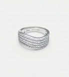 Crescent Wave Ring in 925 Silver with High - Quality White Simulated Diamonds - Ash & Harry