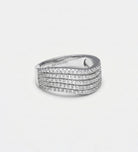 Crescent Wave Ring in 925 Silver with High - Quality White Simulated Diamonds - Ash & Harry