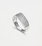 Crescent Wave Ring in 925 Silver with High - Quality White Simulated Diamonds - Ash & Harry