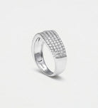 Crescent Wave Ring in 925 Silver with High - Quality White Simulated Diamonds - Ash & Harry