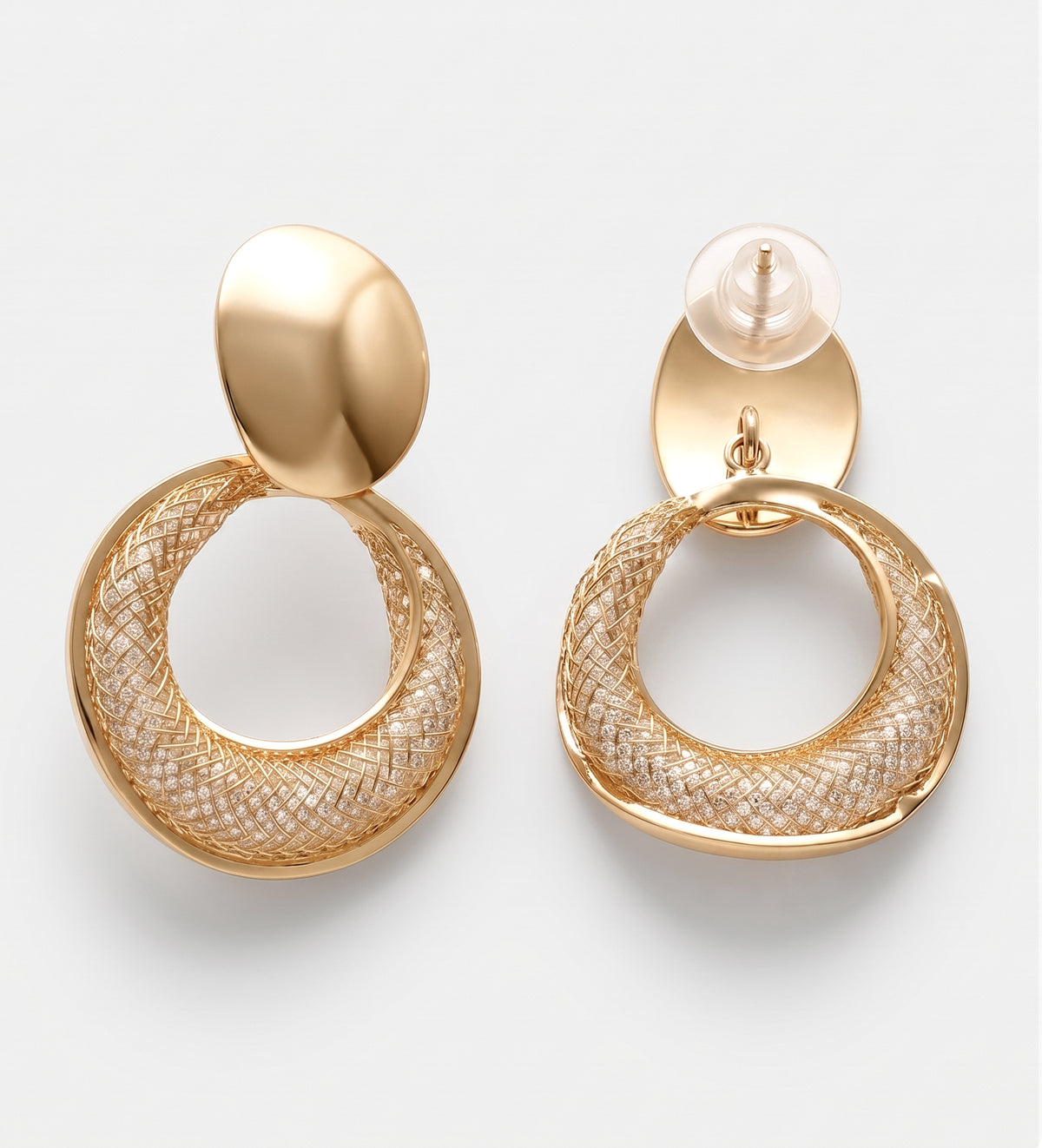 Crushed Ice Halo Drop Earrings in Gold - Ash & Harry