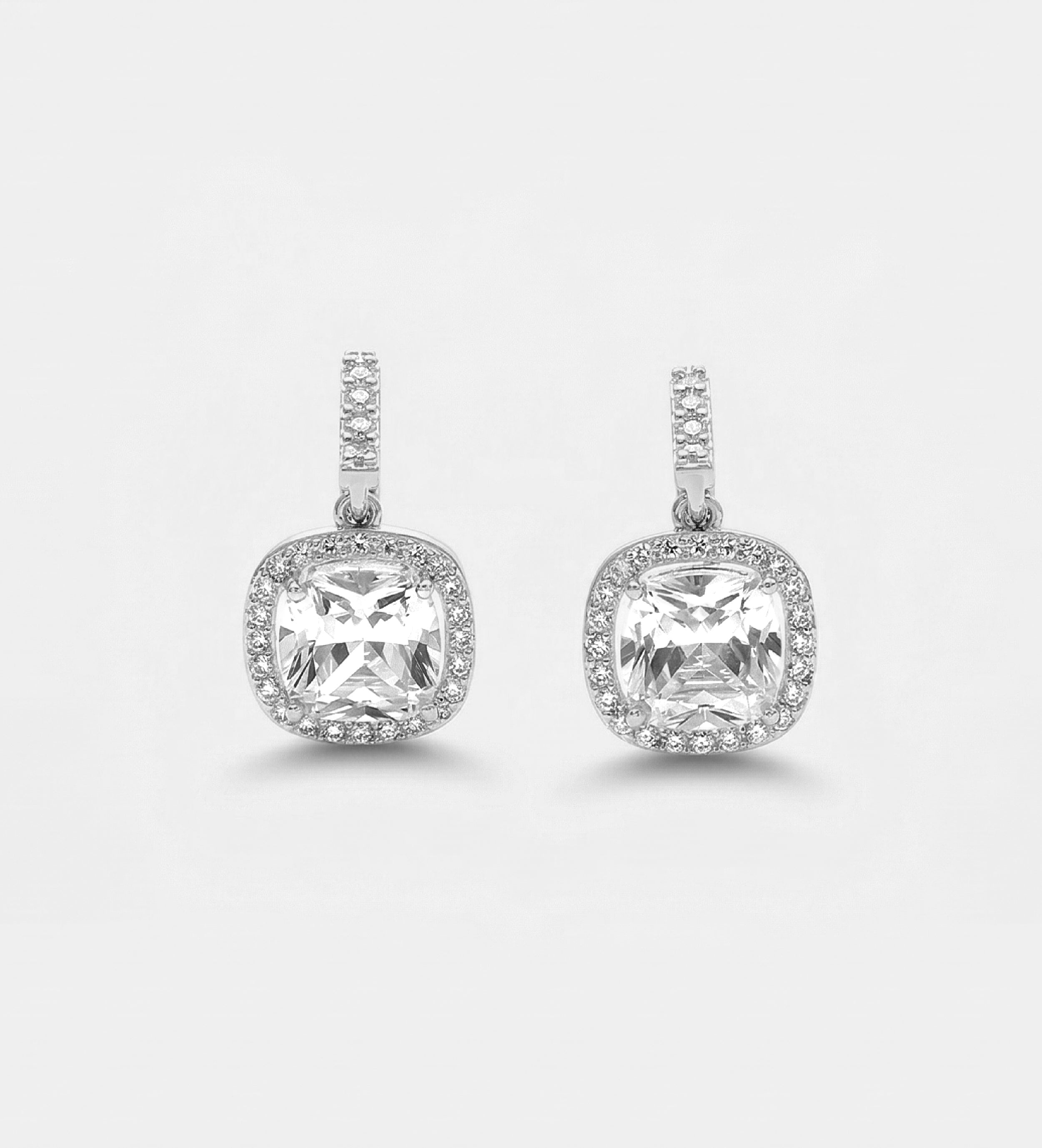 Crystal Pillow Drops Earrings With High Quality Simulated Diamonds - Ash & Harry