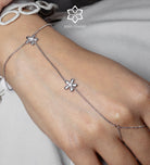 Daisy Link Hand Chain in Silver With High Quality Simulated Diamonds - Ash & Harry