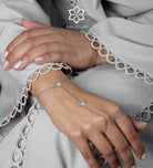 Daisy Link Hand Chain in Silver With High Quality Simulated Diamonds - Ash & Harry