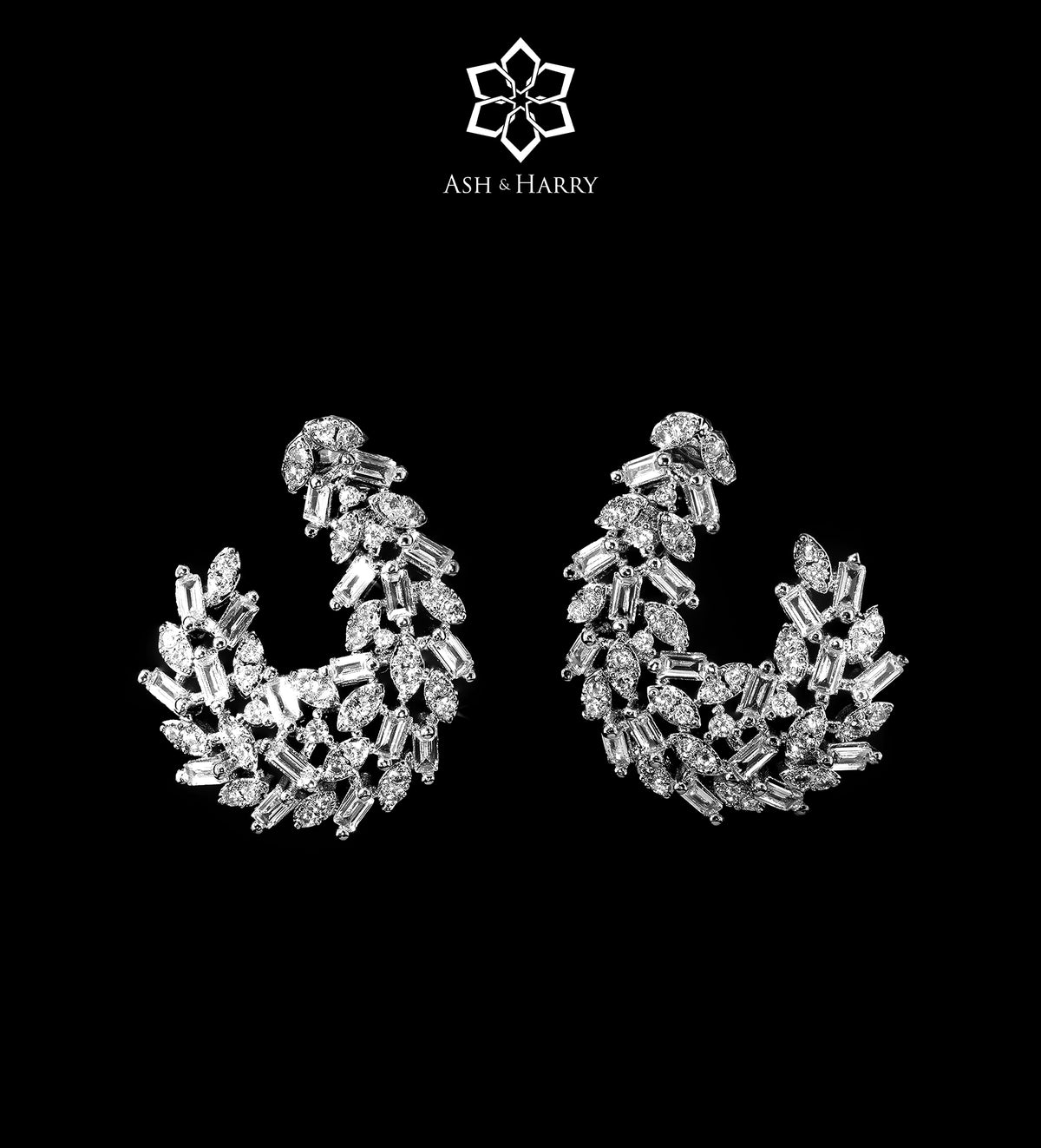 Danya Pure White Luxury Bridal Set in High Quality Simulated Diamonds Rhodium Plated - Ash & Harry