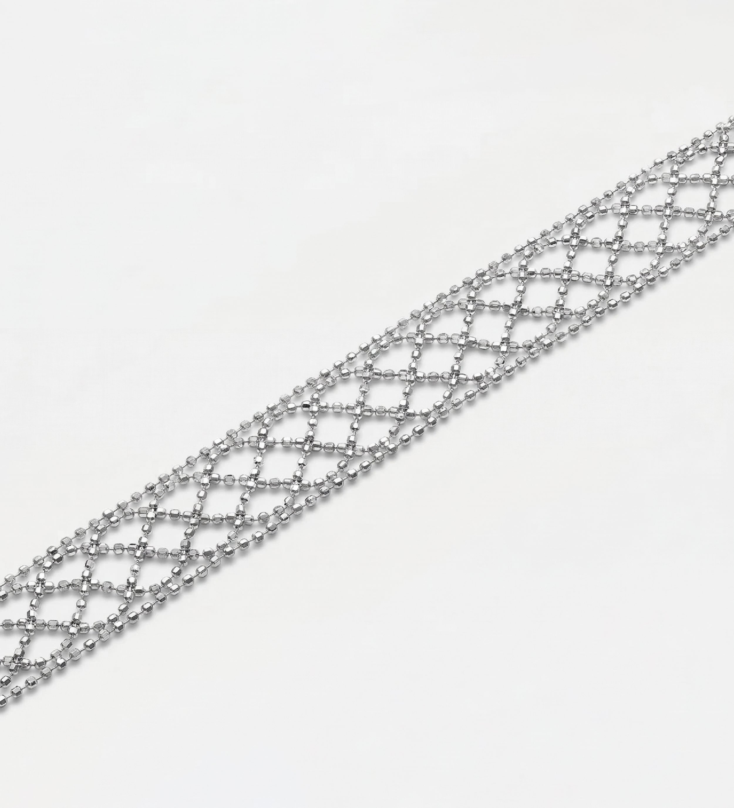 Diamond Mesh Italian Bracelet in Rhodium Plating on 925 Silver - Ash & Harry