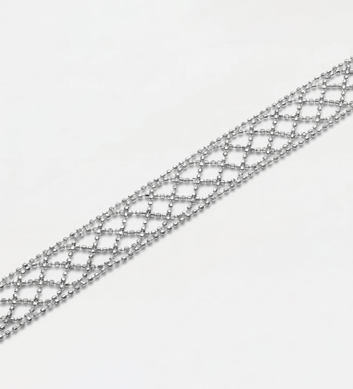 Diamond Mesh Italian Bracelet in Rhodium Plating on 925 Silver - Ash & Harry