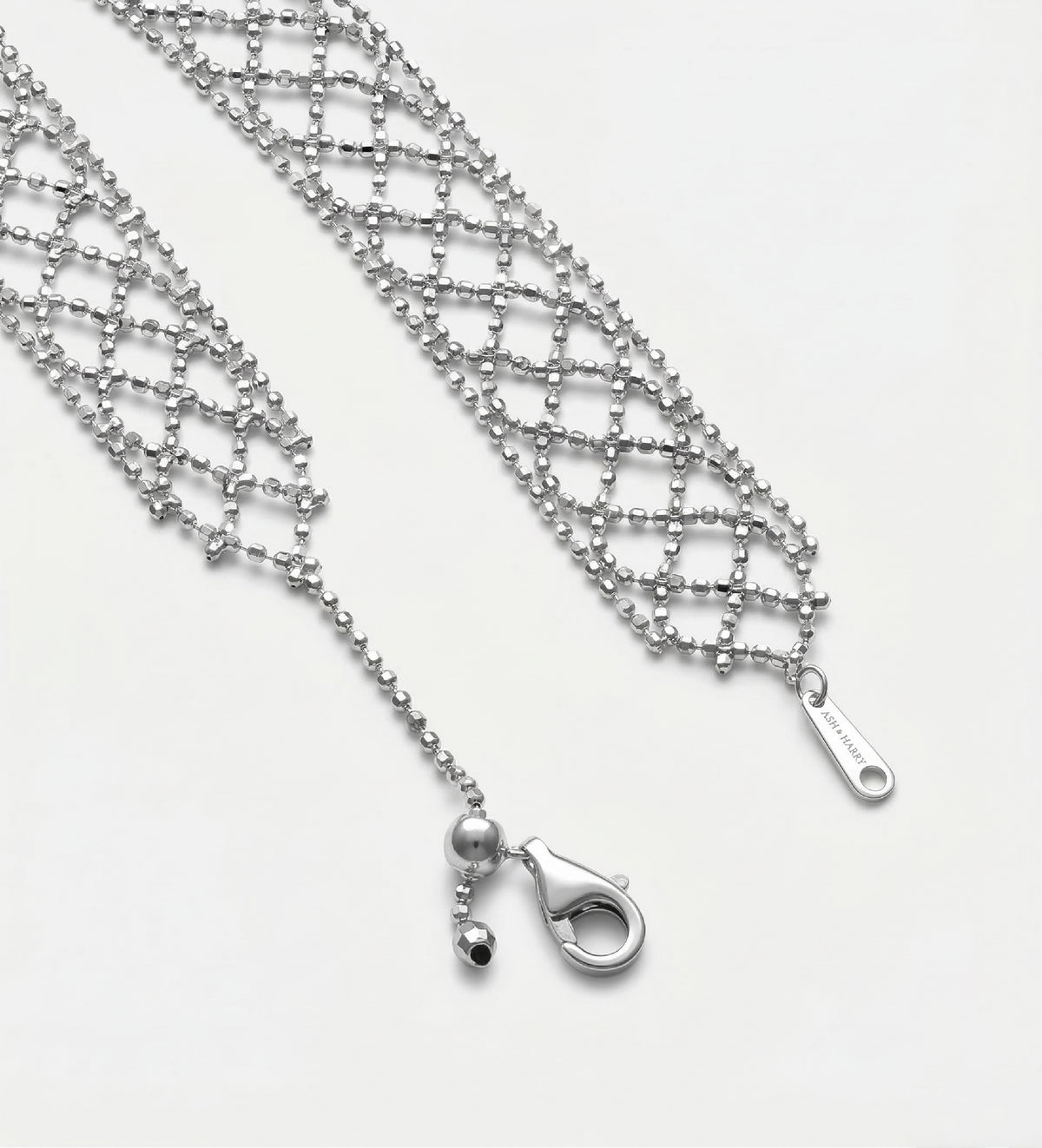 Diamond Mesh Italian Bracelet in Rhodium Plating on 925 Silver - Ash & Harry