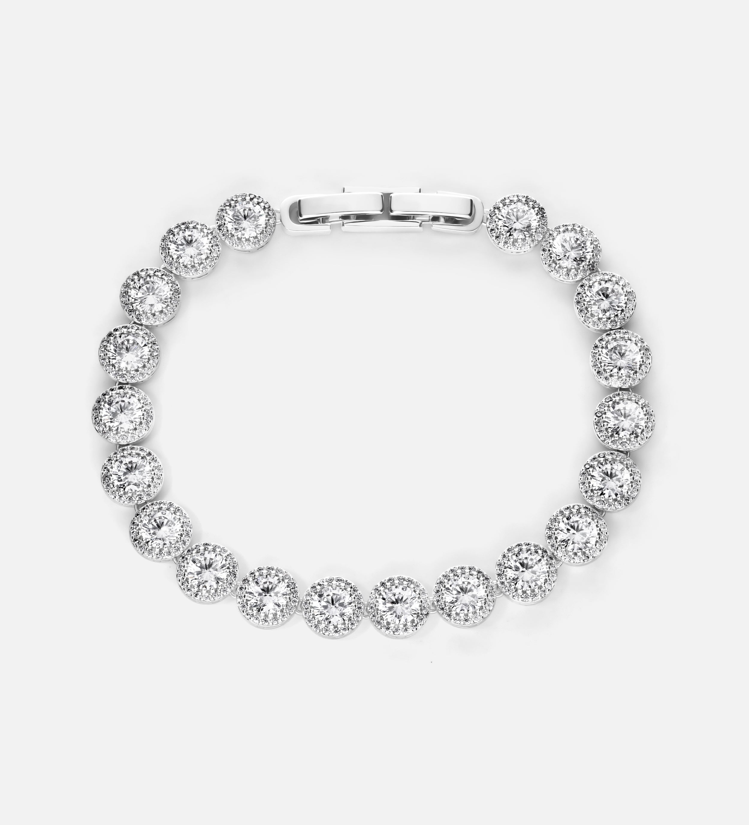 Disc Halo Tennis Bracelet With High Quality Simulated Diamonds - Ash & Harry