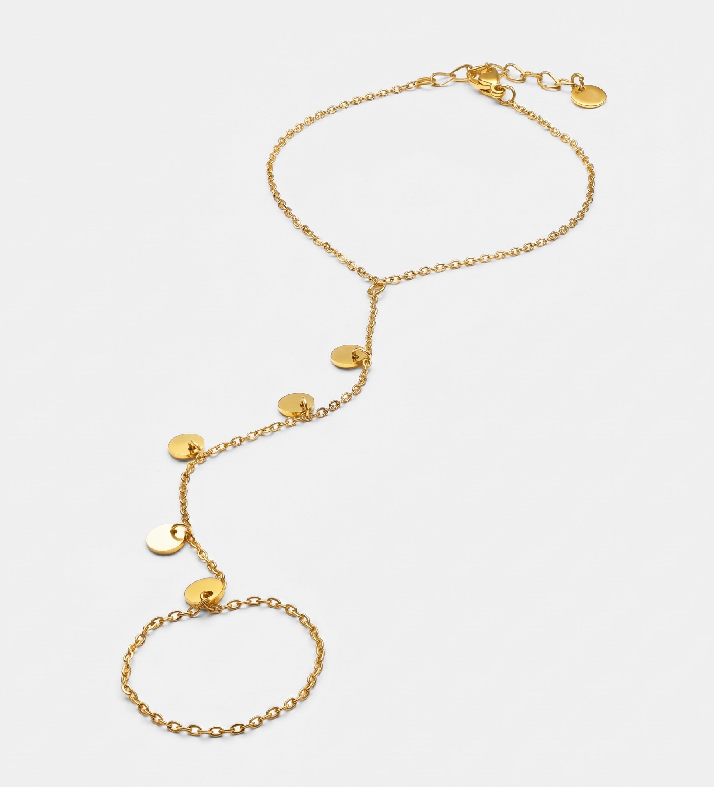 Disc Trail Hand Chain in Gold - Ash & Harry