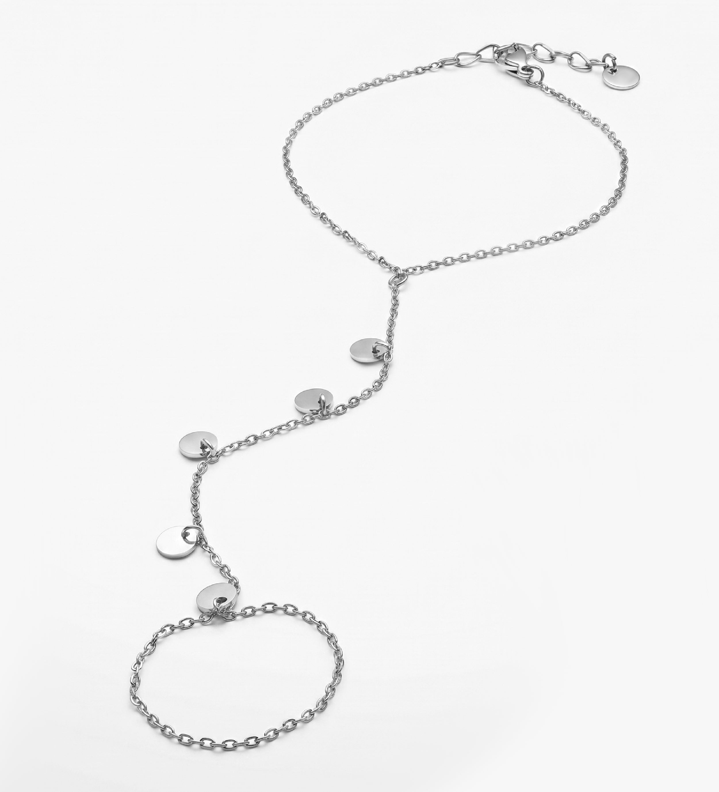 Disc Trail Hand Chain in Silver - Ash & Harry