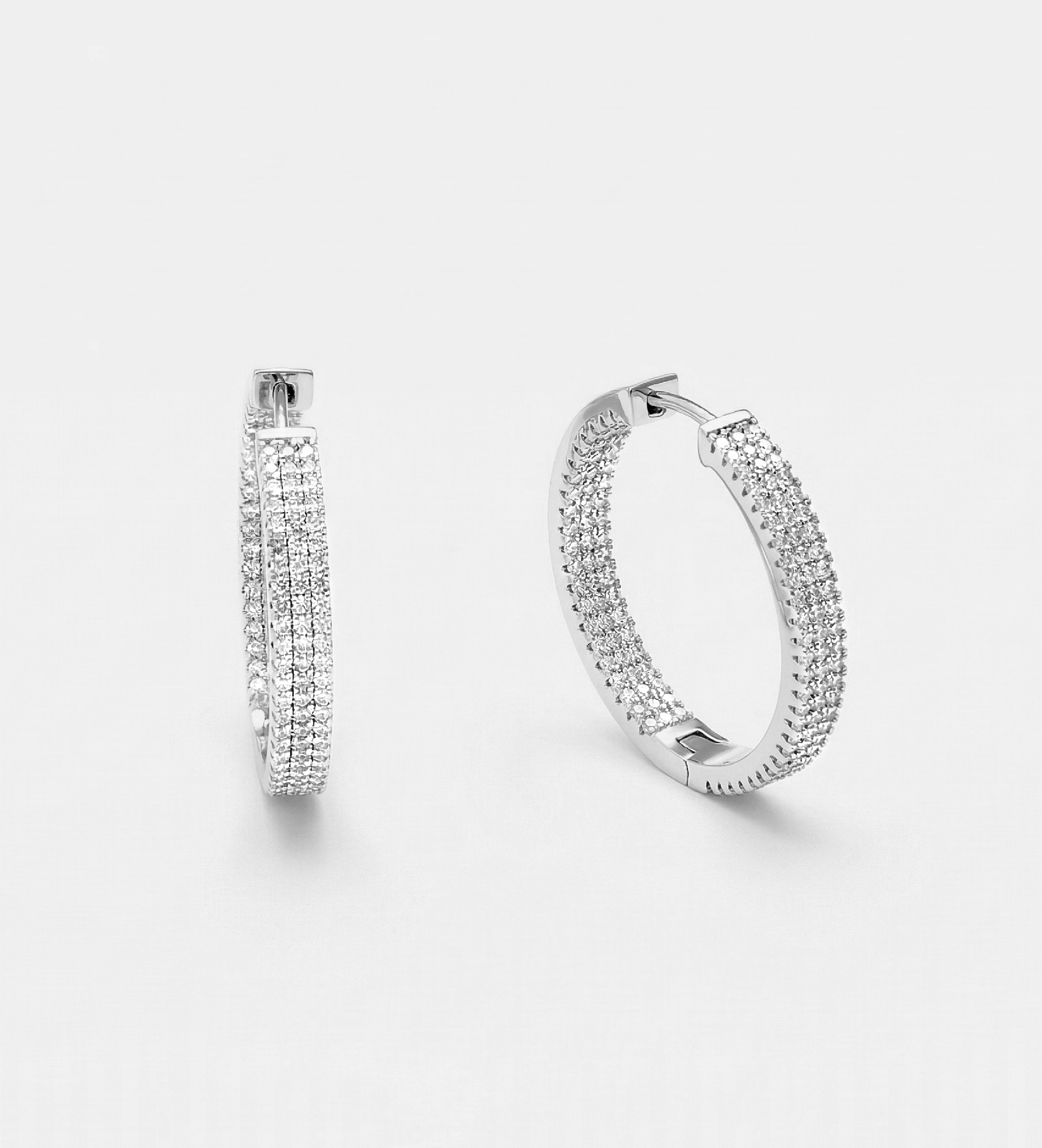 Double Row Pavé Hoops With High Quality Simulated Diamonds - Ash & Harry