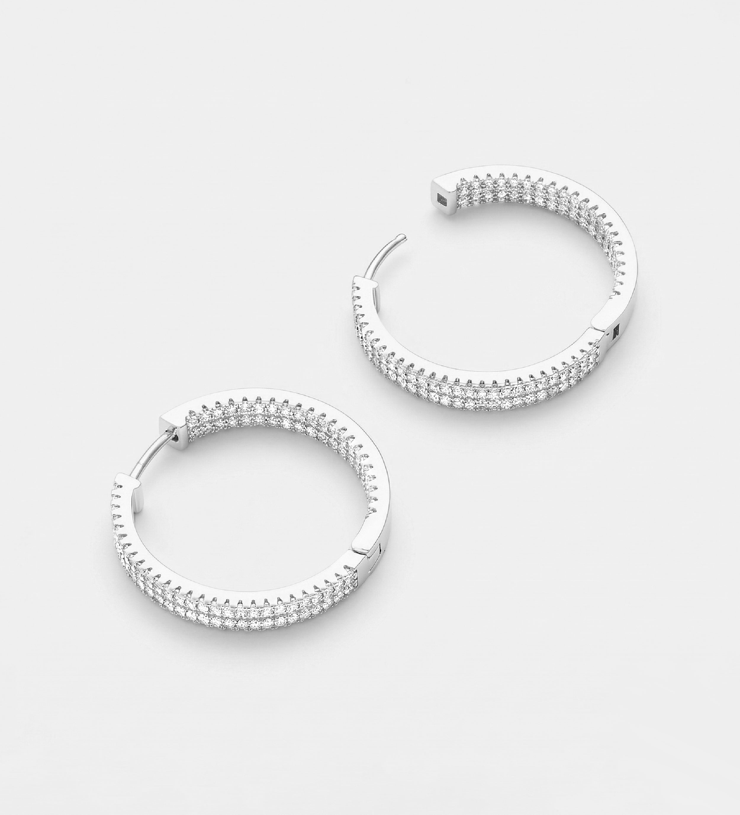 Double Row Pavé Hoops With High Quality Simulated Diamonds - Ash & Harry