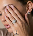 Double Halo Glow Ring in 925 Silver with High Quality Simulated Diamonds - Ash & Harry
