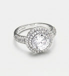 Double Halo Glow Ring in 925 Silver with High Quality Simulated Diamonds - Ash & Harry