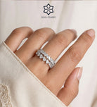 Duo Vine Sparkle Ring in 925 Silver with High - Quality White Simulated Diamonds - Ash & Harry