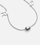 Eden Initial Necklace With .3CT Emerald Cut Lab Diamond in Rhodium Plating on 925 Silver - Ash & Harry