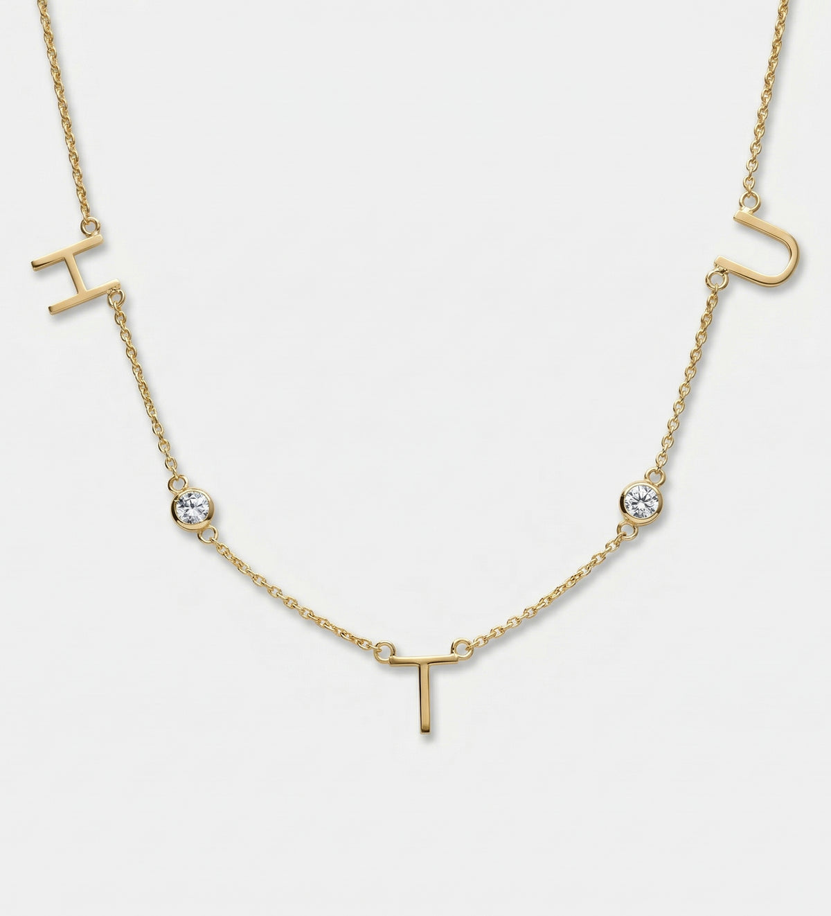 Eden Initial Necklace With .3CT Round Lab Diamond in 18K Gold Plating on 925 Silver - Ash & Harry