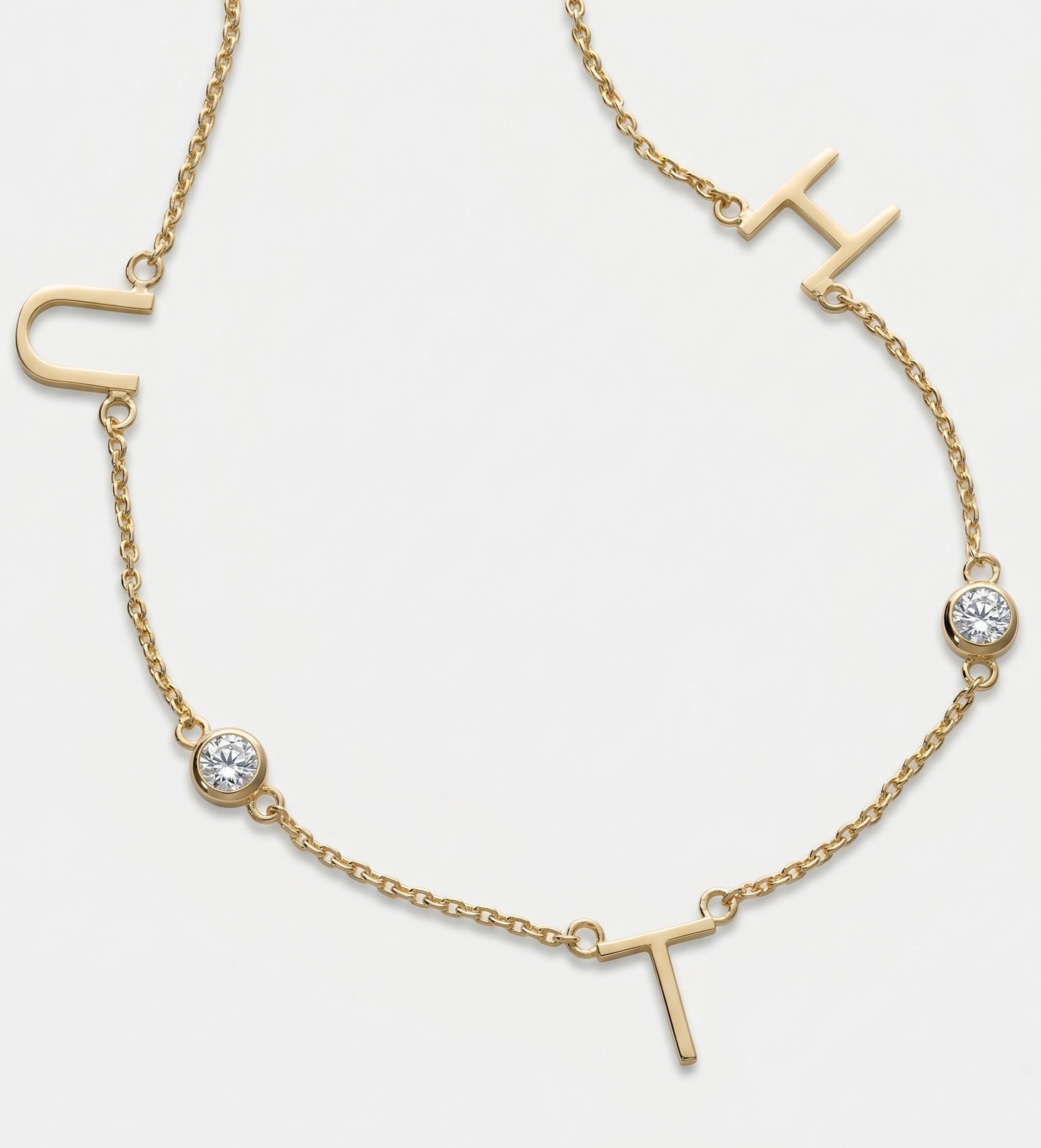 Eden Initial Necklace With .3CT Round Lab Diamond in 18K Gold Plating on 925 Silver - Ash & Harry