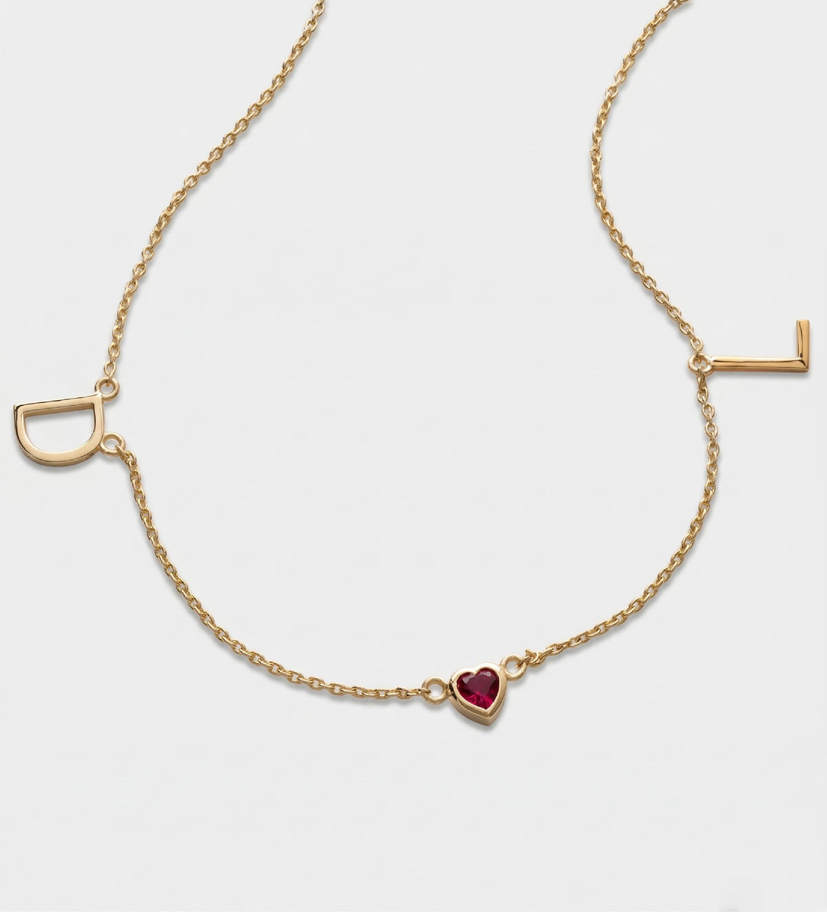 Eden Initial Necklace With 0.2ct Heart Shaped Lab Crafted Gemstone in 18K Gold Plating on 925 Silver - Ash & Harry