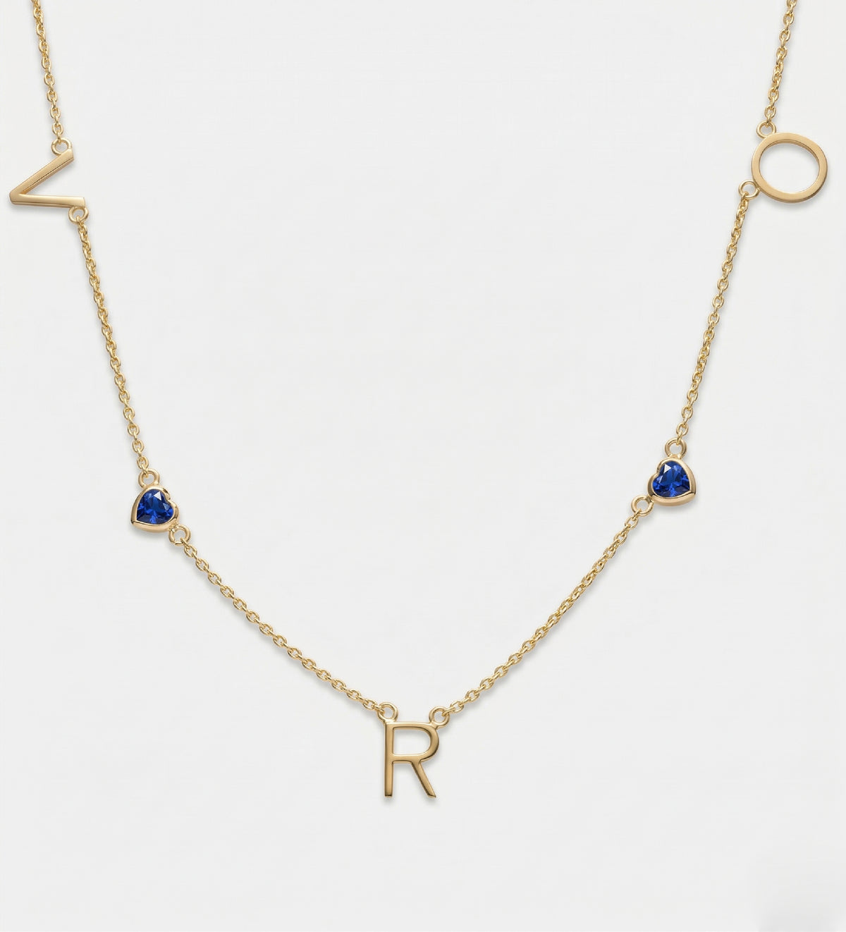 Eden Initial Necklace With 0.2ct Heart Shaped Lab Crafted Gemstone in 18K Gold Plating on 925 Silver - Ash & Harry