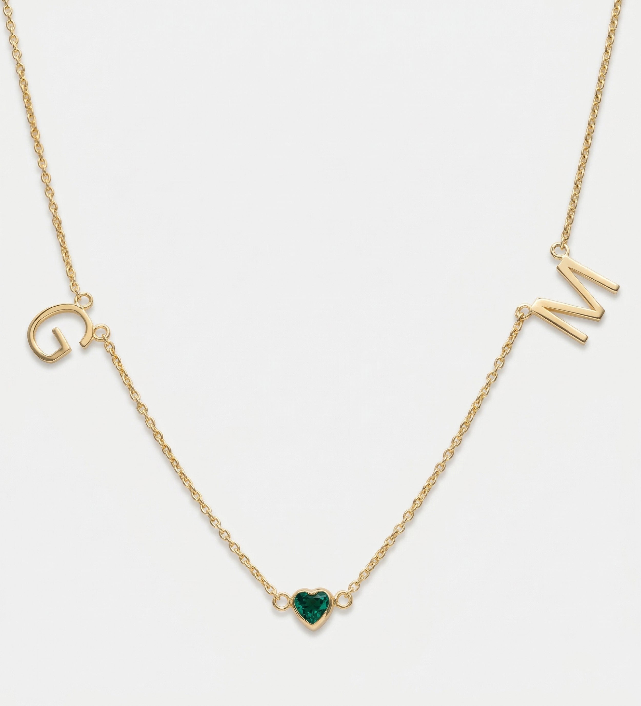 Eden Initial Necklace With 0.2ct Heart Shaped Lab Crafted Gemstone in 18K Gold Plating on 925 Silver - Ash & Harry