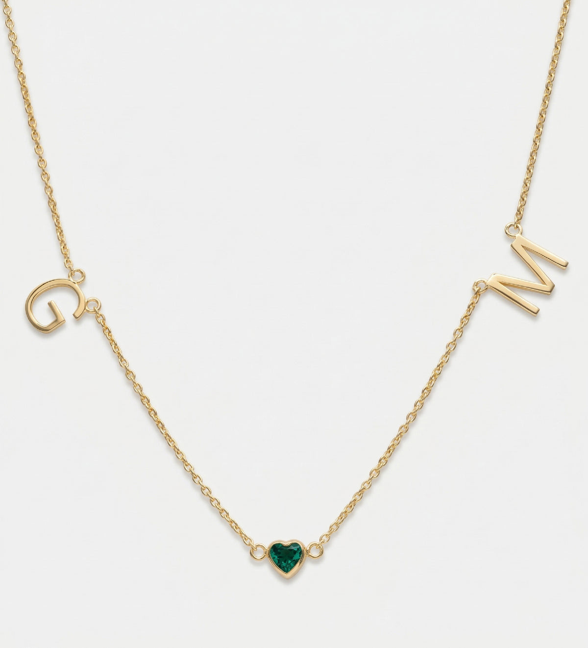 Eden Initial Necklace With 0.2ct Heart Shaped Lab Crafted Gemstone in 18K Gold Plating on 925 Silver - Ash & Harry