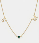 Eden Initial Necklace With 0.2ct Heart Shaped Lab Crafted Gemstone in 18K Gold Plating on 925 Silver - Ash & Harry