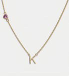 Eden Initial Necklace With 0.2ct Heart Shaped Lab Crafted Gemstone in 18K Gold Plating on 925 Silver - Ash & Harry