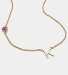 Eden Initial Necklace With 0.2ct Heart Shaped Lab Crafted Gemstone in 18K Gold Plating on 925 Silver - Ash & Harry