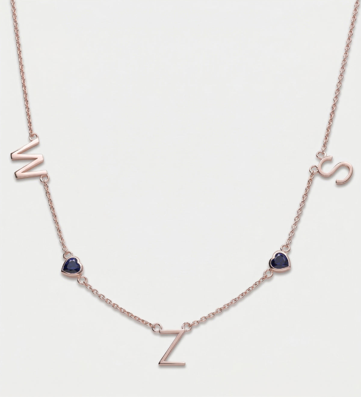 Eden Initial Necklace With 0.2ct Heart Shaped Lab Crafted Gemstone in 18K Rose Gold Plating on 925 Silver - Ash & Harry