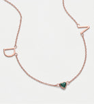 Eden Initial Necklace With 0.2ct Heart Shaped Lab Crafted Gemstone in 18K Rose Gold Plating on 925 Silver - Ash & Harry