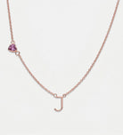 Eden Initial Necklace With 0.2ct Heart Shaped Lab Crafted Gemstone in 18K Rose Gold Plating on 925 Silver - Ash & Harry