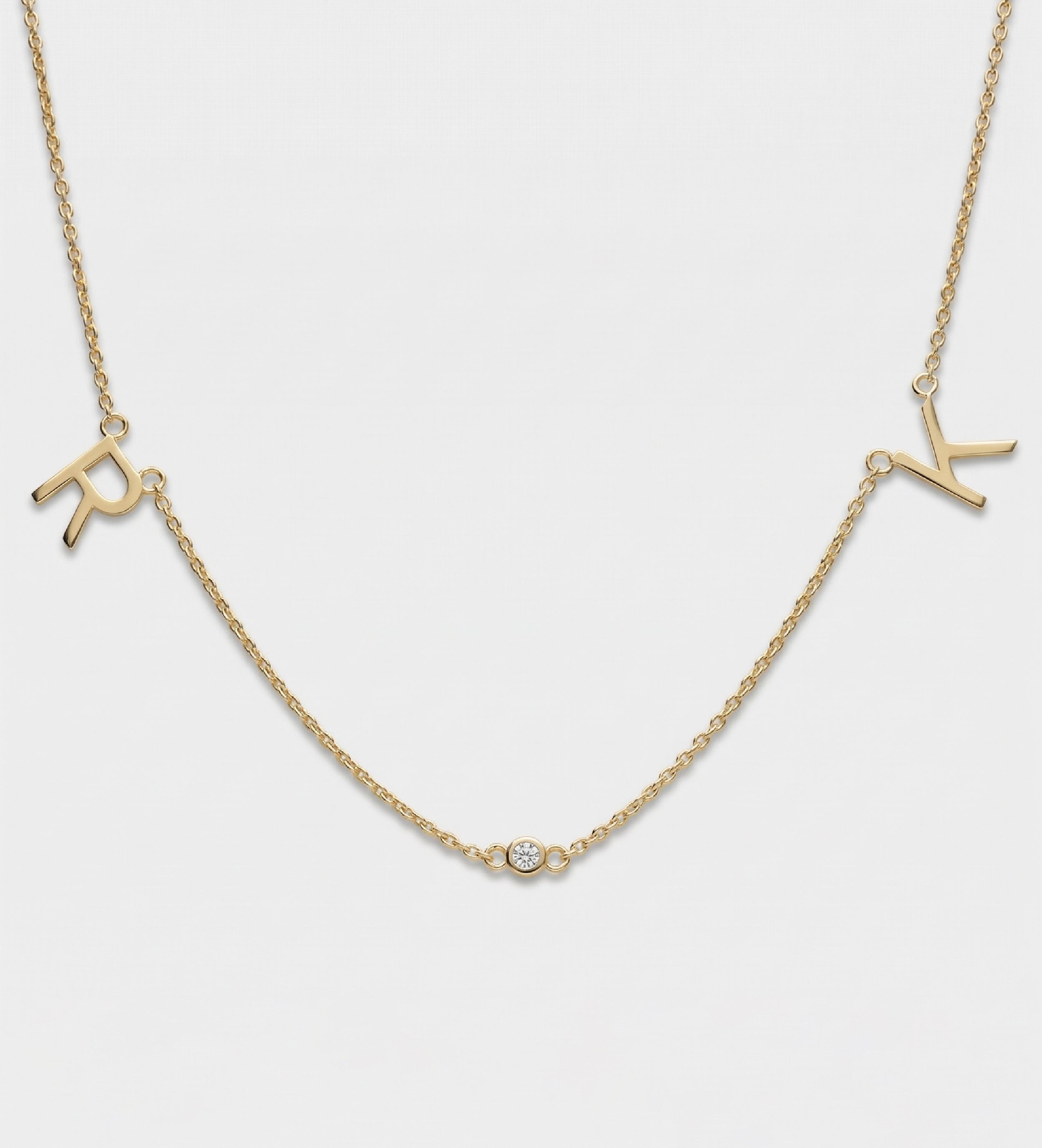 Eden Initial Necklace With Lab Diamond in 18K Gold Plating on 925 Silver - Ash & Harry