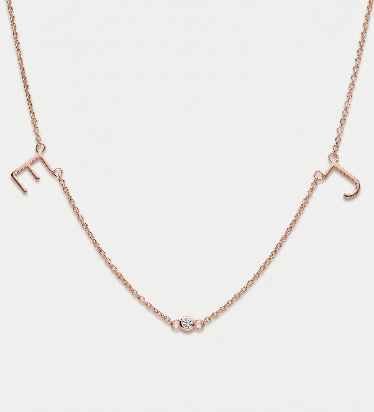 Eden Initial Necklace With Lab Diamond in 18K Rose Gold Plating on 925 Silver - Ash & Harry