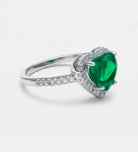 Emerald Heart Majesty Ring in 925 Silver High Quality Simulated Diamonds and Crafted Heart - Shaped Emerald Stone - Ash & Harry