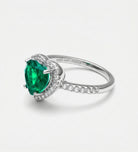 Emerald Heart Majesty Ring in 925 Silver High Quality Simulated Diamonds and Crafted Heart - Shaped Emerald Stone - Ash & Harry